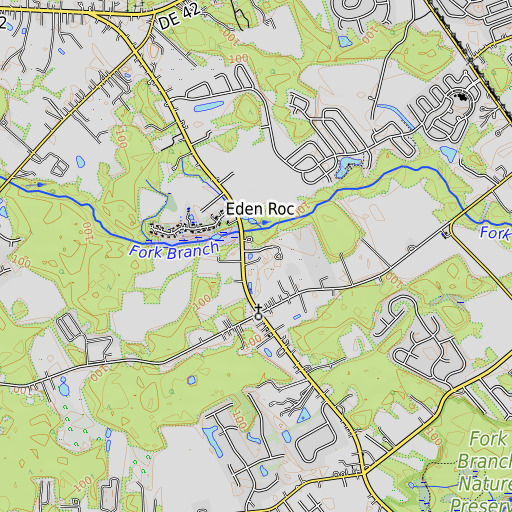 OpenTopoMap map of Beech Haven, DE