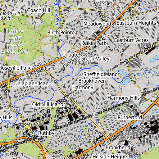 OpenTopoMap map of Sheffield Manor, DE
