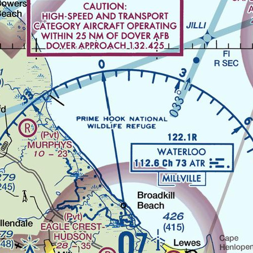 FAA VFR chart of Broadkill Slough, DE