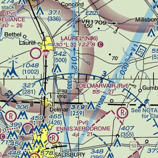 FAA VFR chart of Delmarva Peninsula, DE