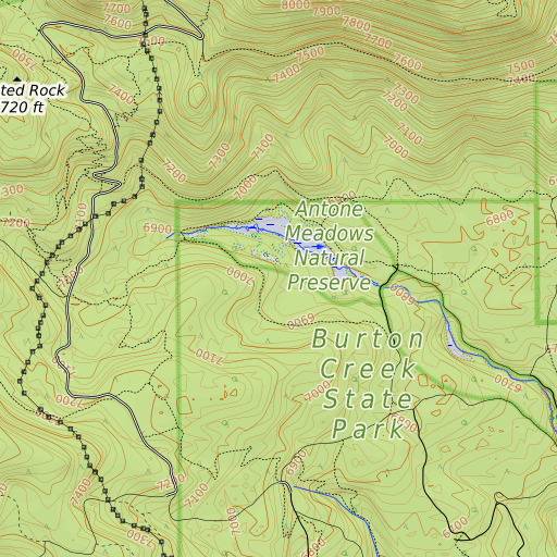 OpenTopoMap map of Antone Meadows, CA