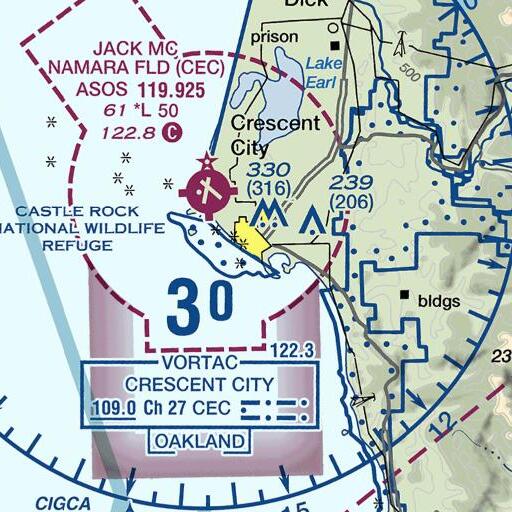 FAA VFR chart of Battery Point, CA