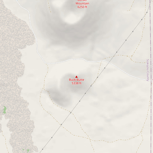 OpenStreetMap map of Buck Butte, CA