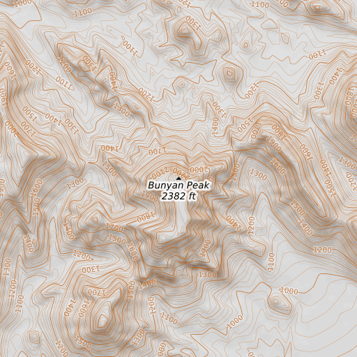 OpenTopoMap map of Bunyan Peak, AZ