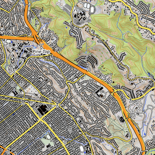 OpenTopoMap map of Burckhalter Elementary School, CA