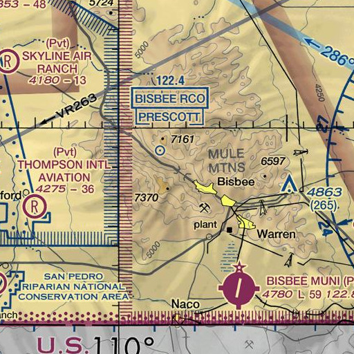 FAA VFR chart of Mule Pass Tunnel, AZ