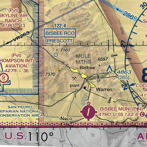 FAA VFR chart of Old Bisbee High School, AZ