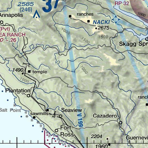 FAA VFR chart of Danfield Creek, CA