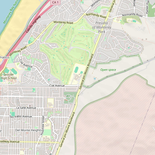OpenStreetMap map of Seaside Middle School, CA