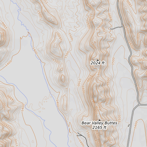 OpenTopoMap map of Gravelly Flat, CA