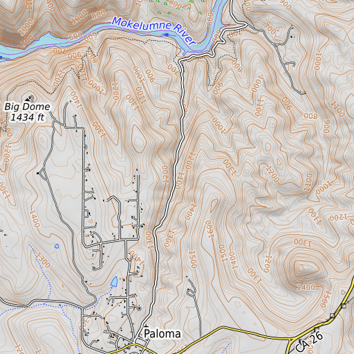 OpenTopoMap map of Gwin Mine, CA
