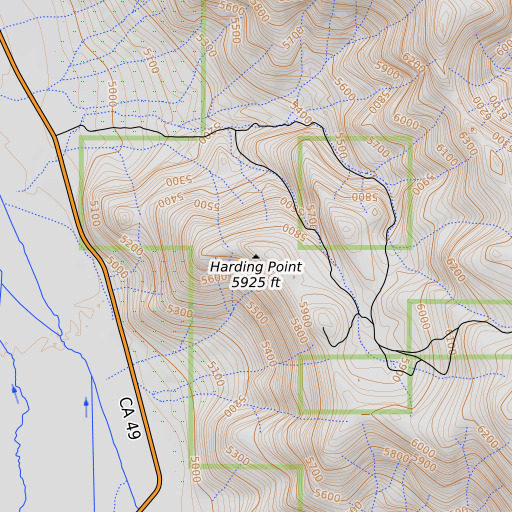 OpenTopoMap map of Harding Point, CA