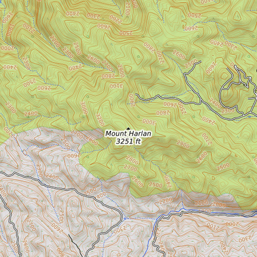 OpenTopoMap map of Mount Harlan, CA