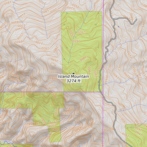 OpenTopoMap map of Island Mountain, CA