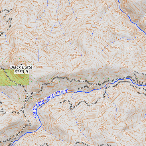 OpenTopoMap map of Johnson Ridge, CA