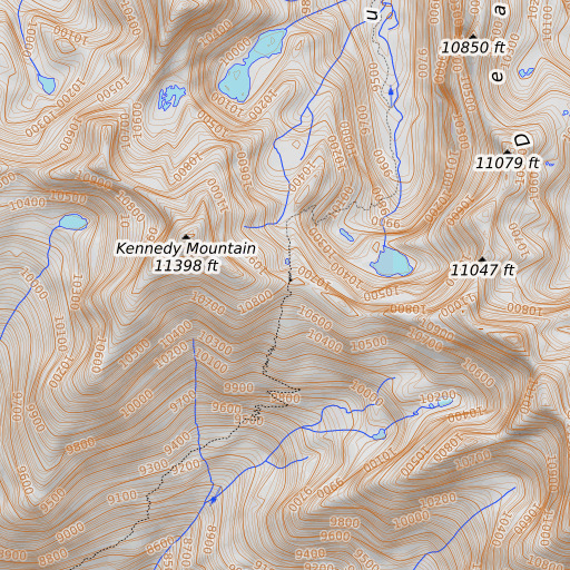 OpenTopoMap map of Kennedy Pass, CA