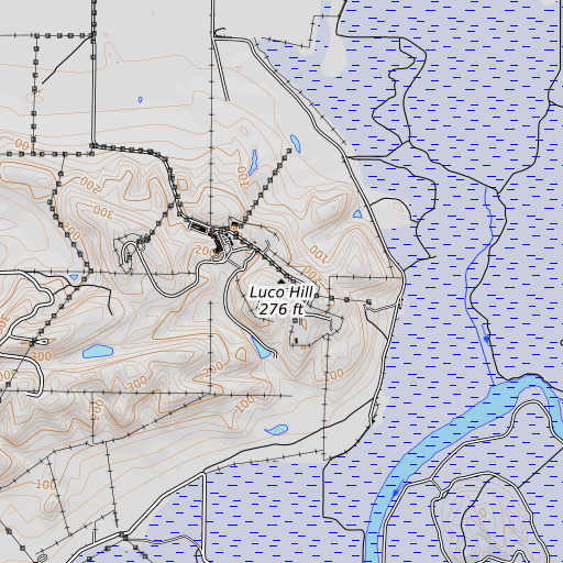 OpenTopoMap map of Luco Hill, CA