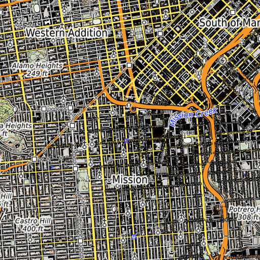 OpenTopoMap map of Marshall Elementary School, CA
