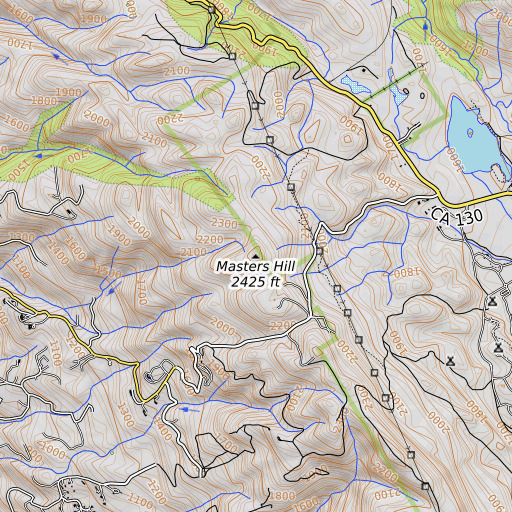 OpenTopoMap map of Masters Hill, CA