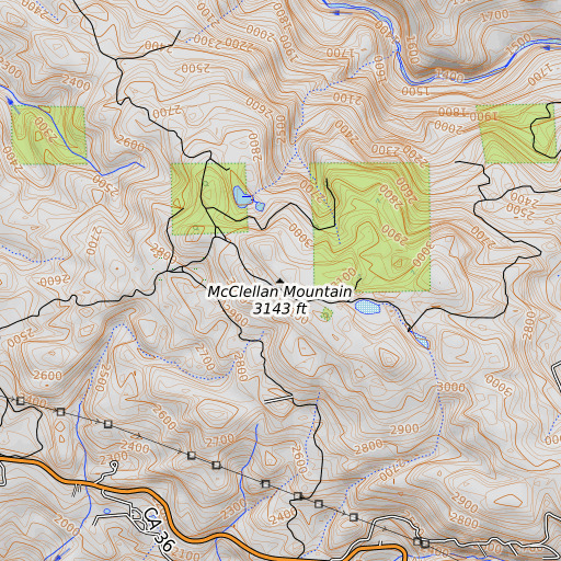 OpenTopoMap map of McClellan Mountain, CA