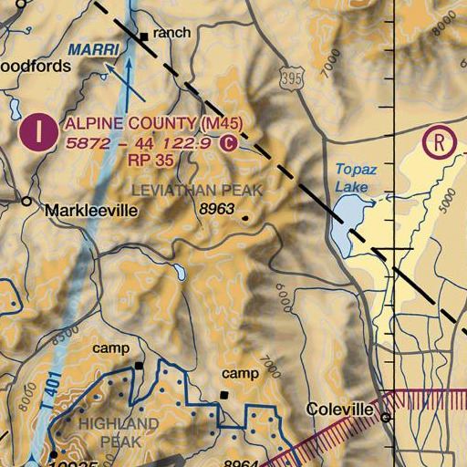 FAA VFR chart of Monitor Pass, CA
