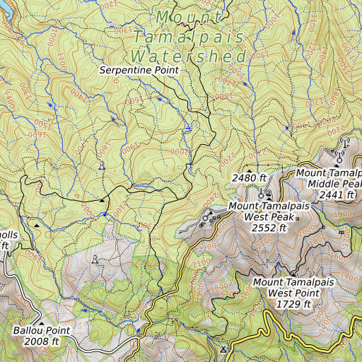 OpenTopoMap map of Potrero Meadows, CA
