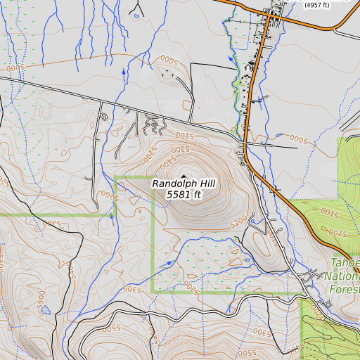 OpenTopoMap map of Randolph Hill, CA