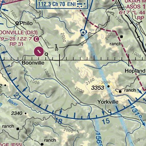 FAA VFR chart of Rush Bottom, CA