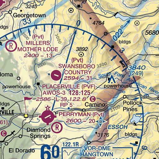 FAA VFR chart of Slab Creek, CA