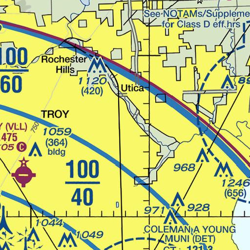 FAA VFR chart of Utica Learning Academy, MI