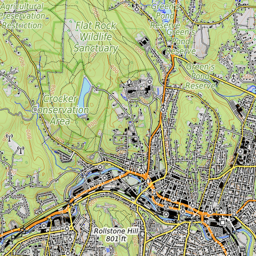OpenTopoMap map of Applewild School, MA