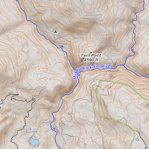 OpenTopoMap map of North Fork Middle Fork Eel River, CA