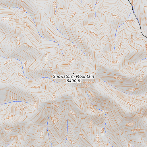 OpenTopoMap map of Snowstorm Mountain, CA