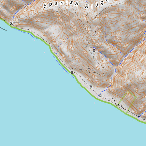 OpenTopoMap map of Spanish Flat, CA