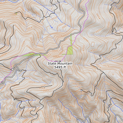 OpenTopoMap map of State Mountain, CA