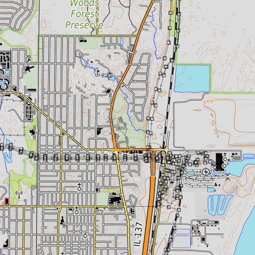 OpenTopoMap map of Goodfellow Hall, IL