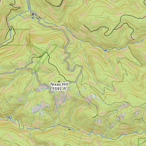 OpenTopoMap map of Texas Hill Spring, CA