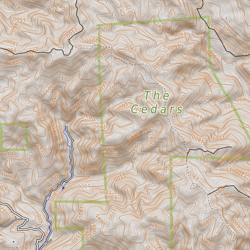 OpenTopoMap map of The Cedars, CA