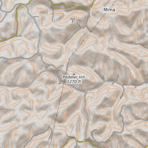 OpenTopoMap map of Peddler Hill, KY