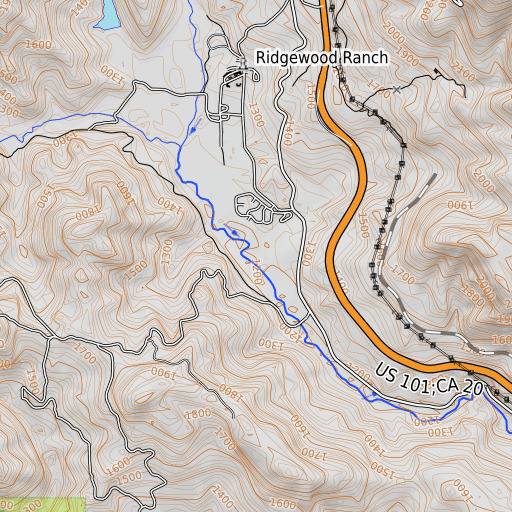 OpenTopoMap map of Walker Valley, CA