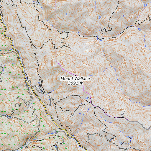 OpenTopoMap map of Mount Wallace, CA