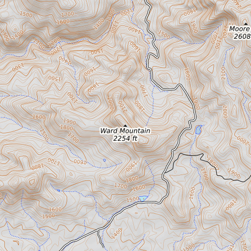 OpenTopoMap map of Ward Mountain, CA