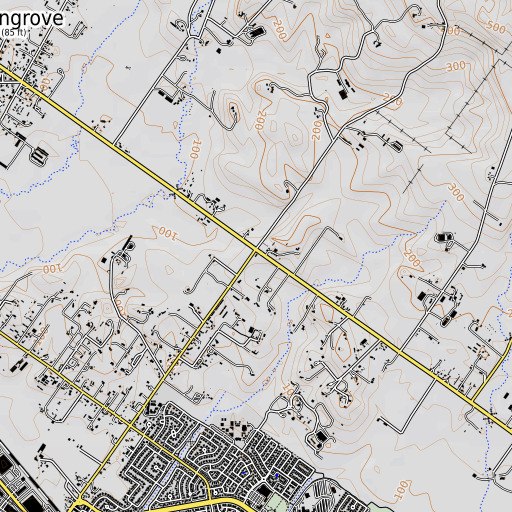 OpenTopoMap map of Waugh School, CA