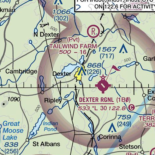 FAA VFR chart of Dexter Census Designated Place, ME