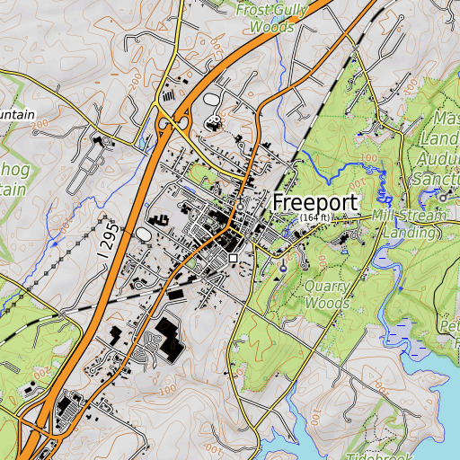 OpenTopoMap map of Freeport Census Designated Place, ME