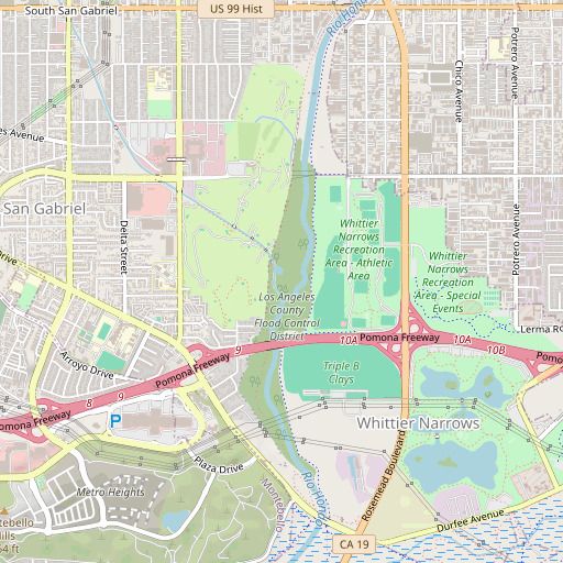 OpenStreetMap map of Alhambra Wash, CA