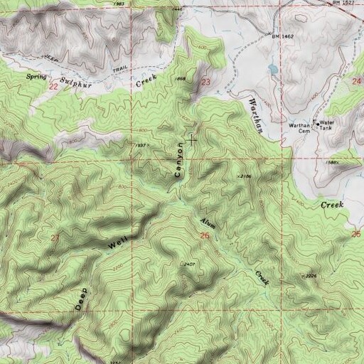 USGS 24K topo map of Alum Creek, CA