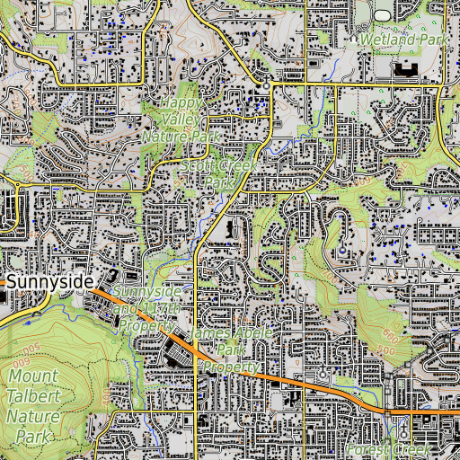 OpenTopoMap map of Spring Mountain Elementary School, OR