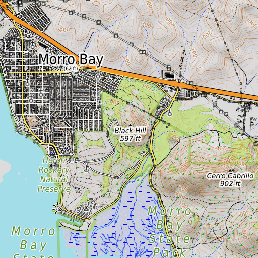 OpenTopoMap map of Black Hill, CA