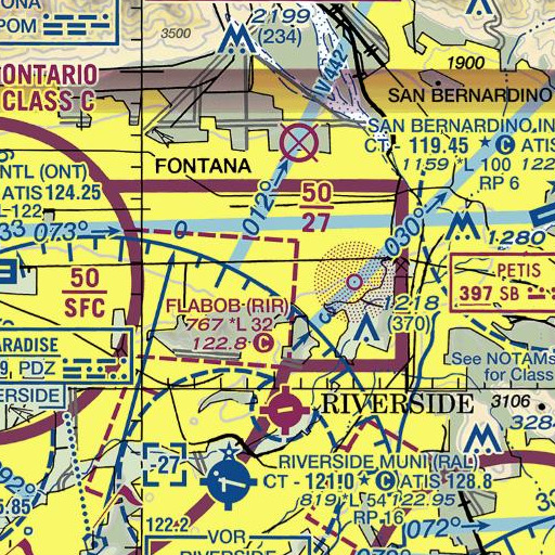 FAA VFR chart of Bloomington High School, CA